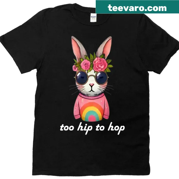 Cute boho bunny T-shirt with floral design for Easter and spring