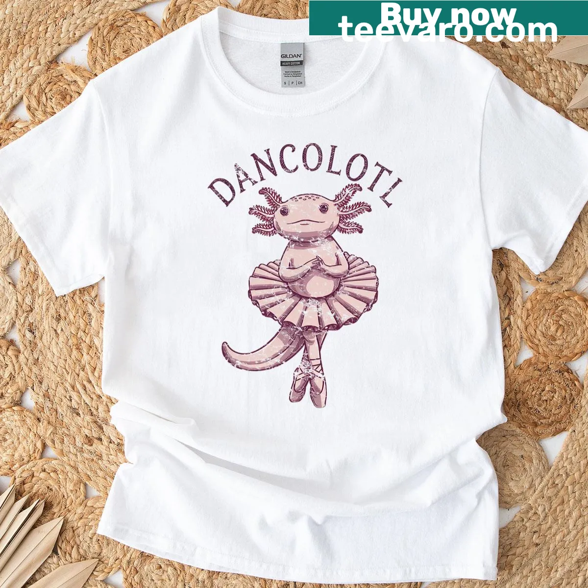 Cute axolotl ballerina graphic on a T-shirt — on a men's t-shirt