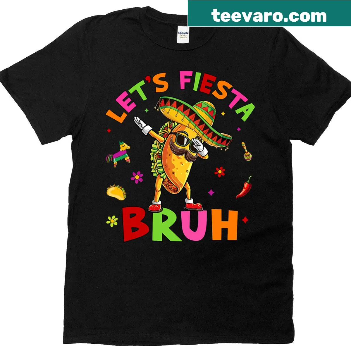 Fun T-shirt featuring a dabbing taco for Cinco de Mayo — on a men's t-shirt