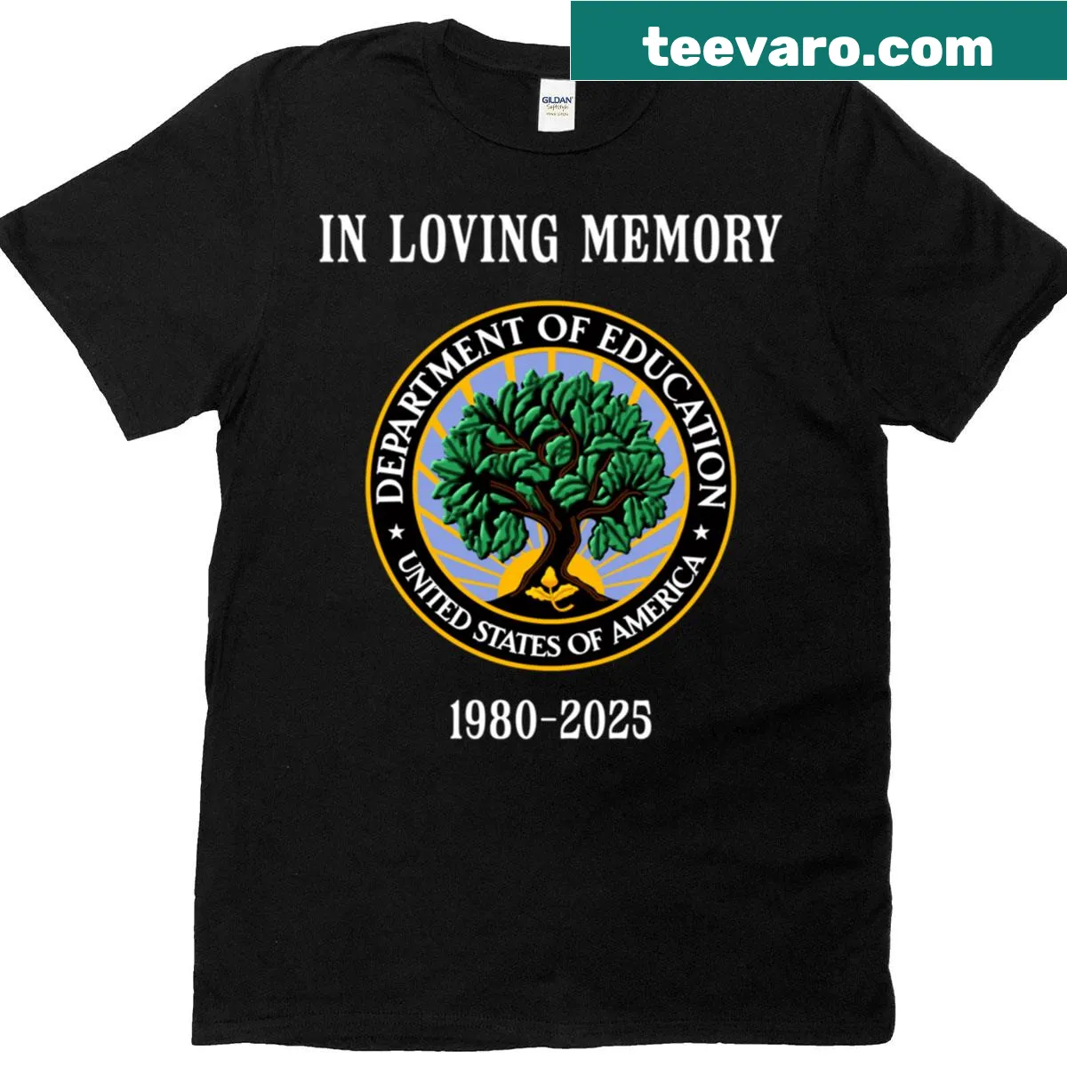 T-shirt commemorating the Department of Education from 1980 to 2025 — on a men's t-shirt