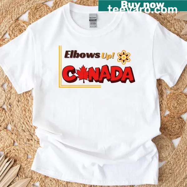 Funny T-shirt with retro maple leaf design celebrating Canadian pride