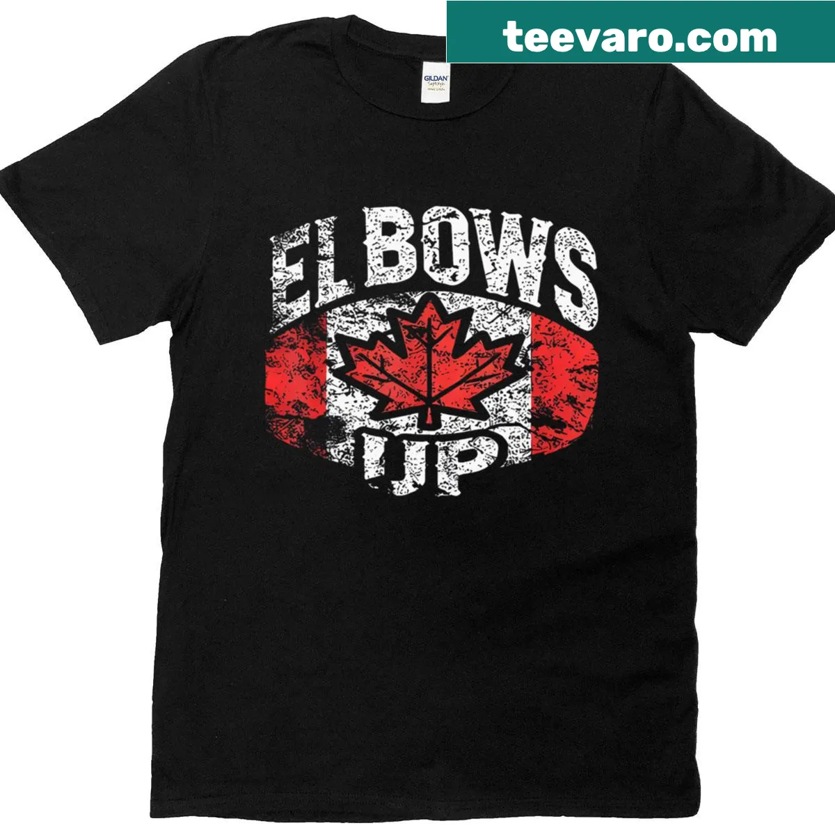 Vintage flag design T-shirt representing Canada in a distressed style — on a men's t-shirt