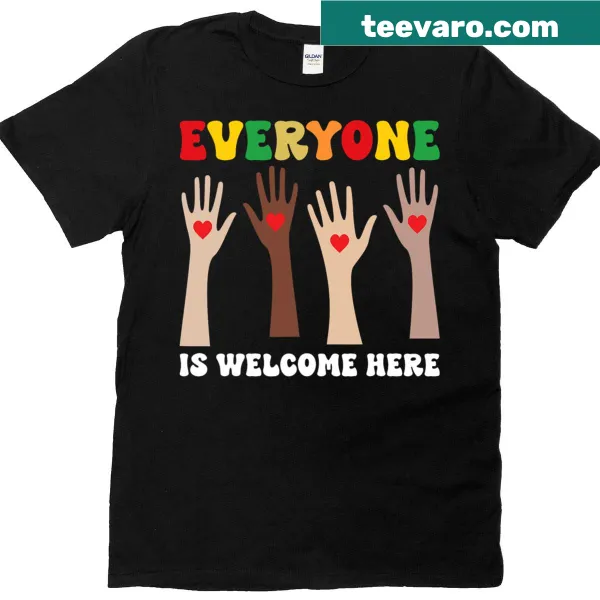 Teacher t-shirt featuring a diversity unity design with welcoming text
