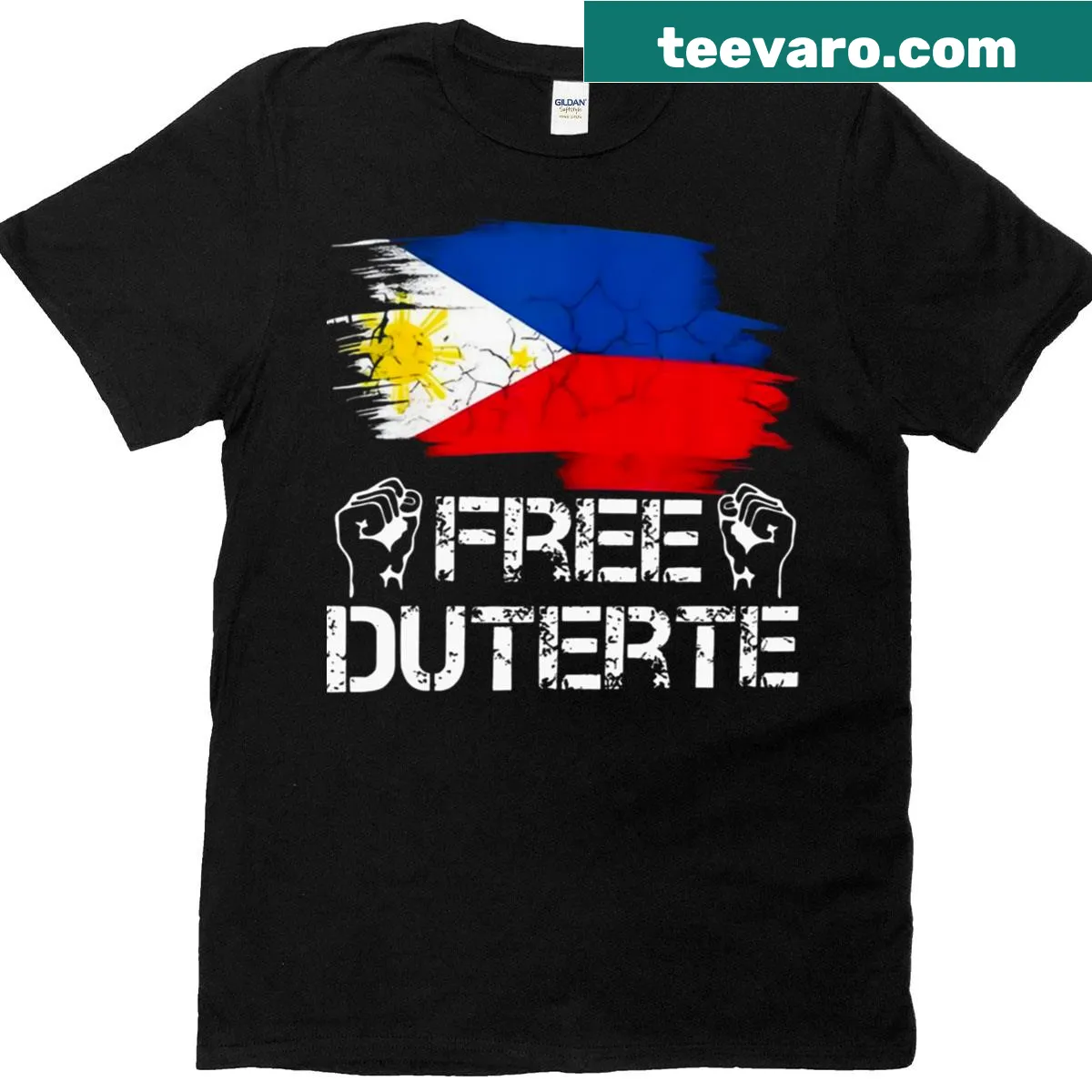 Bold t-shirt with 'Free Duterte Supporter' message — on a men's t-shirt