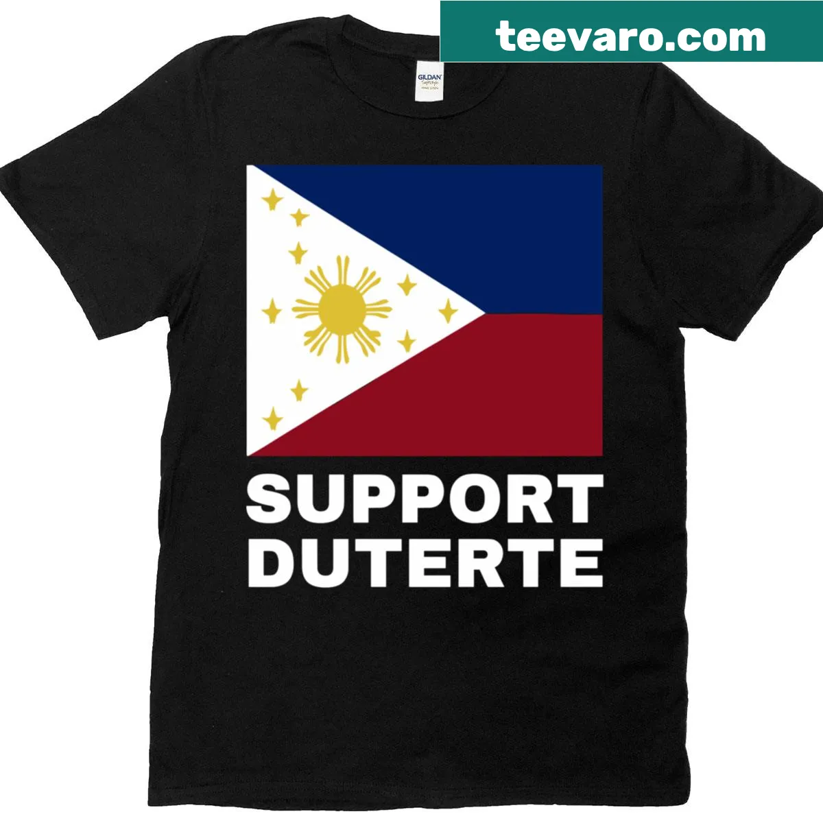 T-shirt with a typographic Free Duterte Supporter design — on a men's t-shirt
