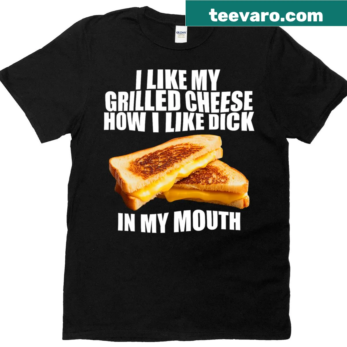 Funny t-shirt with edgy saying about grilled cheese — on a men's t-shirt