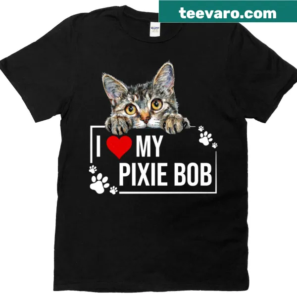 Illustration of a Pixie Bob cat featured on a T-shirt.