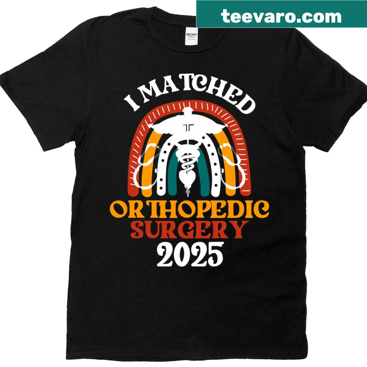 T-shirt celebrating orthopedic surgery match day for students — on a men's t-shirt