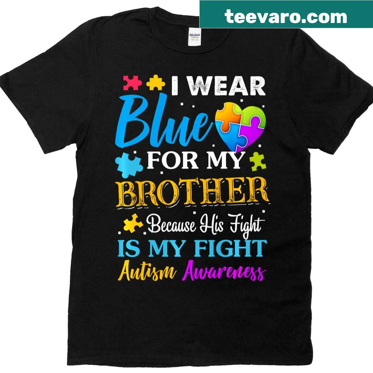 T-shirt promoting sibling support for autism awareness with thoughtful text — on a men's t-shirt