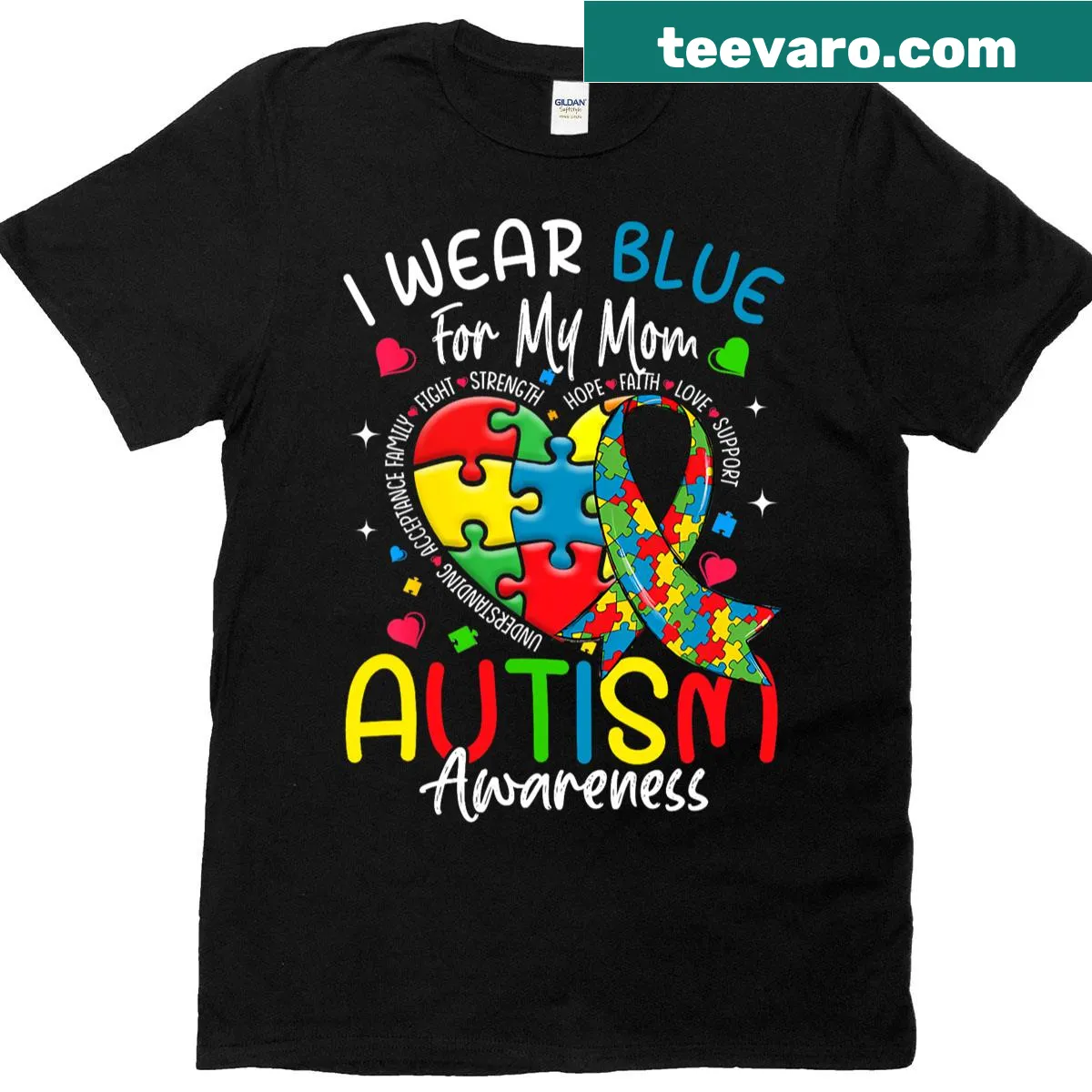 T-shirt featuring a supportive message for autism awareness for moms — on a men's t-shirt