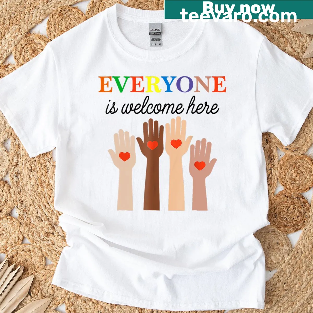 Idaho Teacher t-shirt with welcoming message — on a men's t-shirt