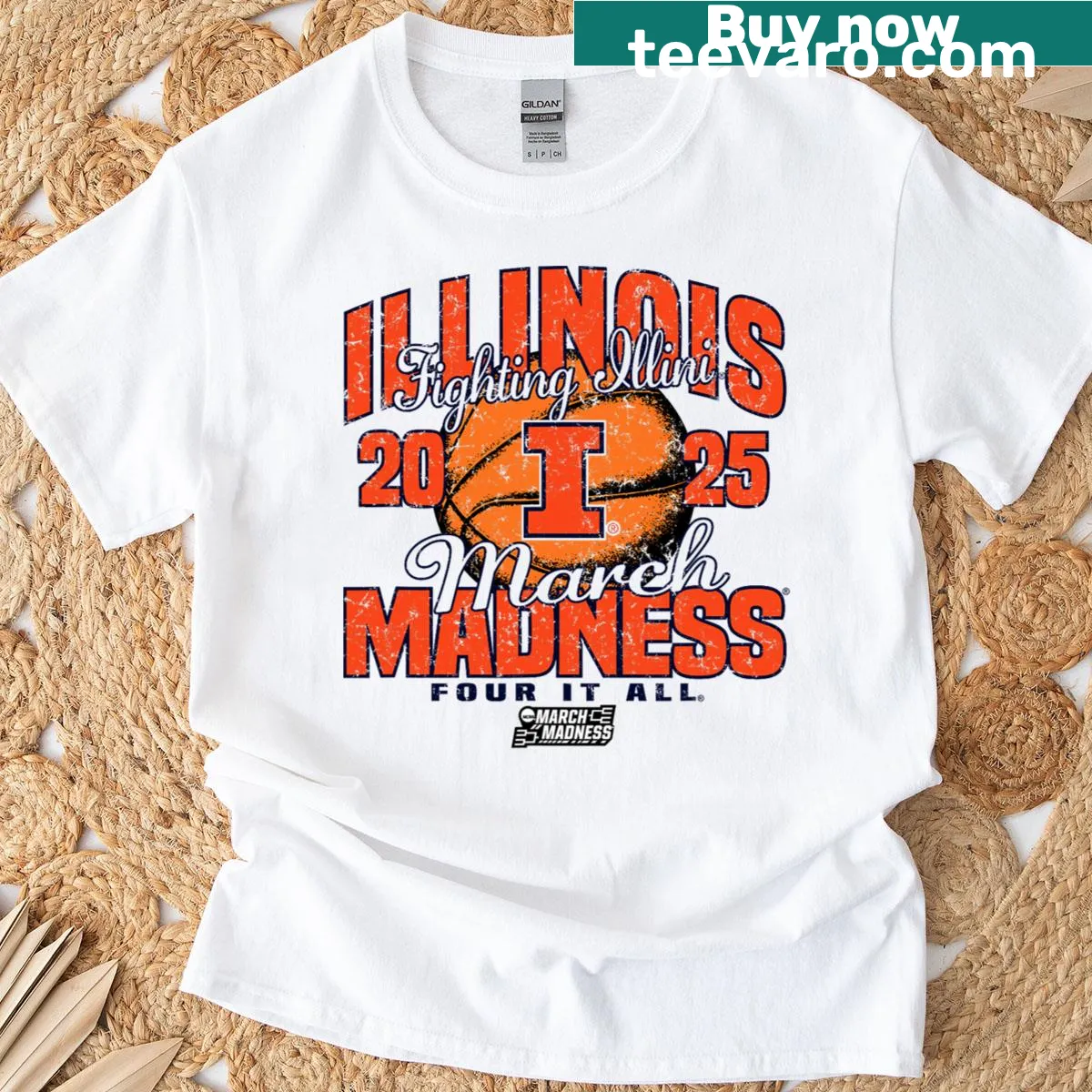 Vintage-style Fighting Illini T-shirt for basketball fans — on a men's t-shirt
