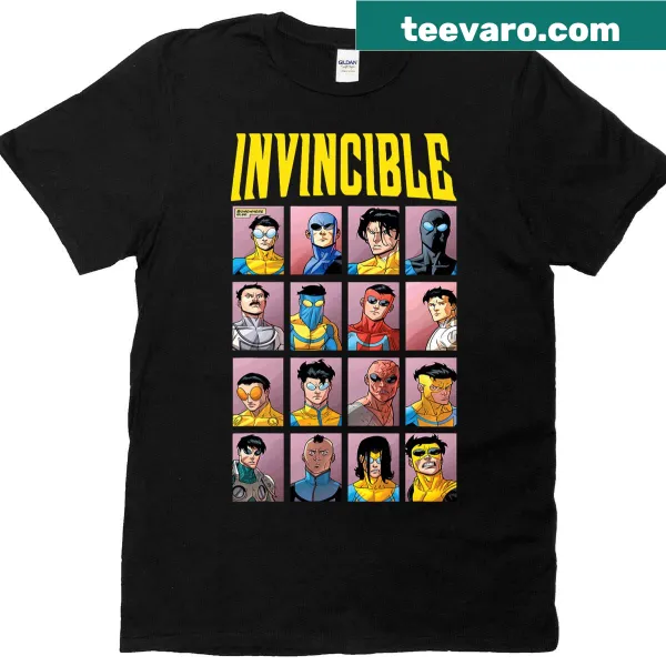 Illustrated T-shirt featuring invincible variants in a fantasy style