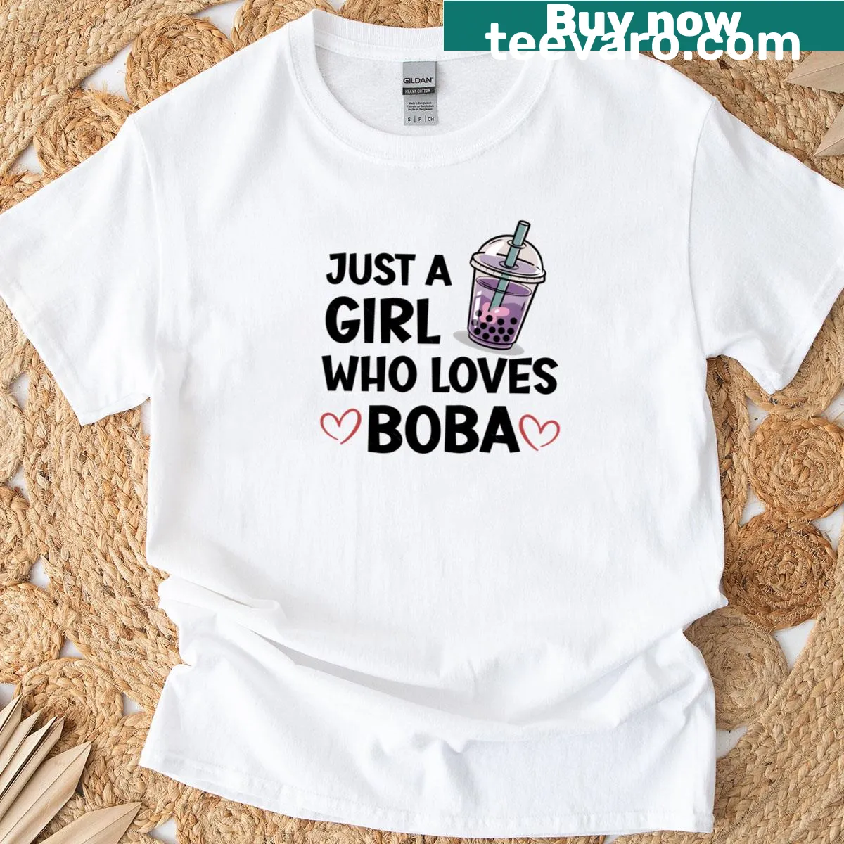 T-shirt with playful text celebrating a love for boba tea, ideal for teens. — on a men's t-shirt