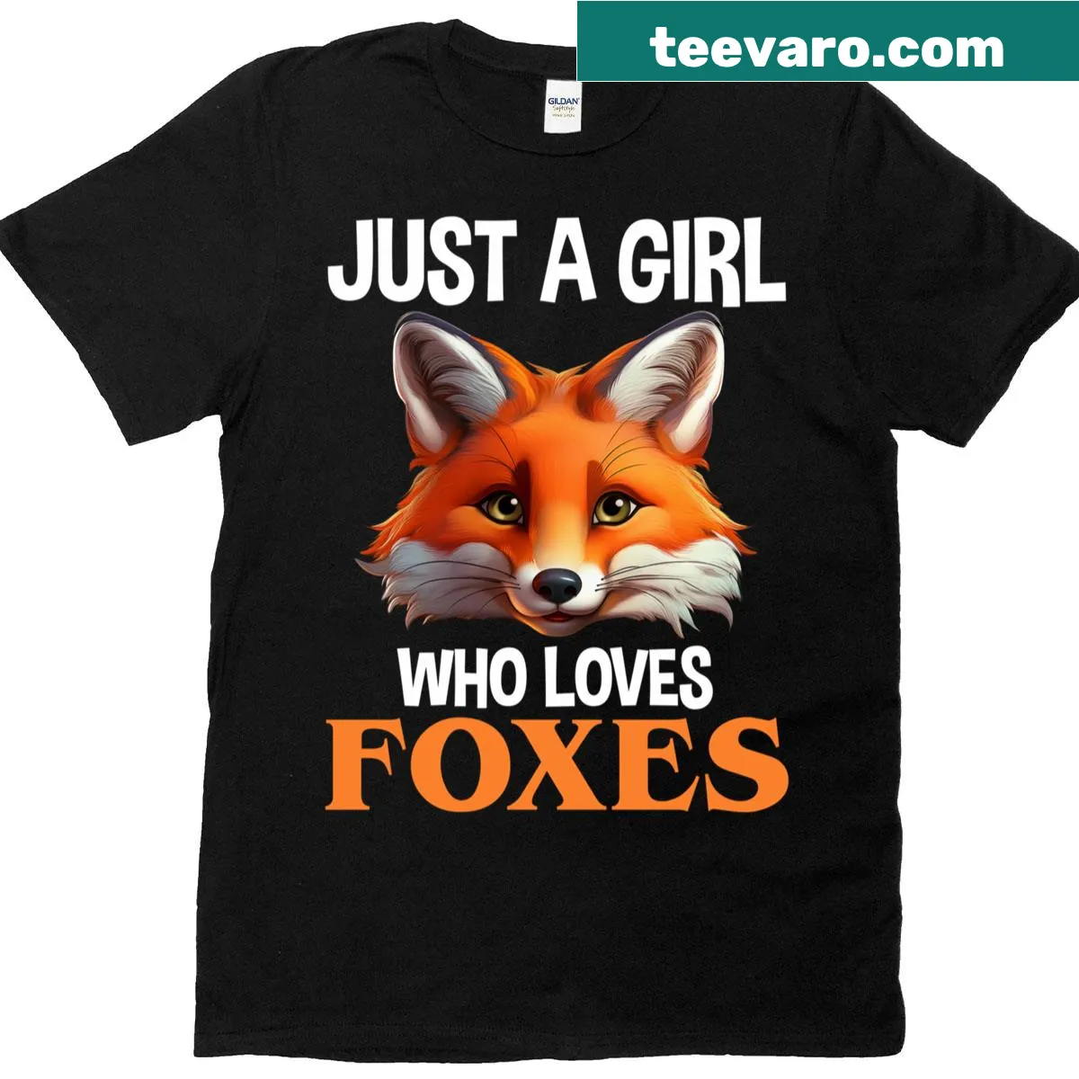 Illustrated T-shirt featuring a girl who loves foxes — on a men's t-shirt