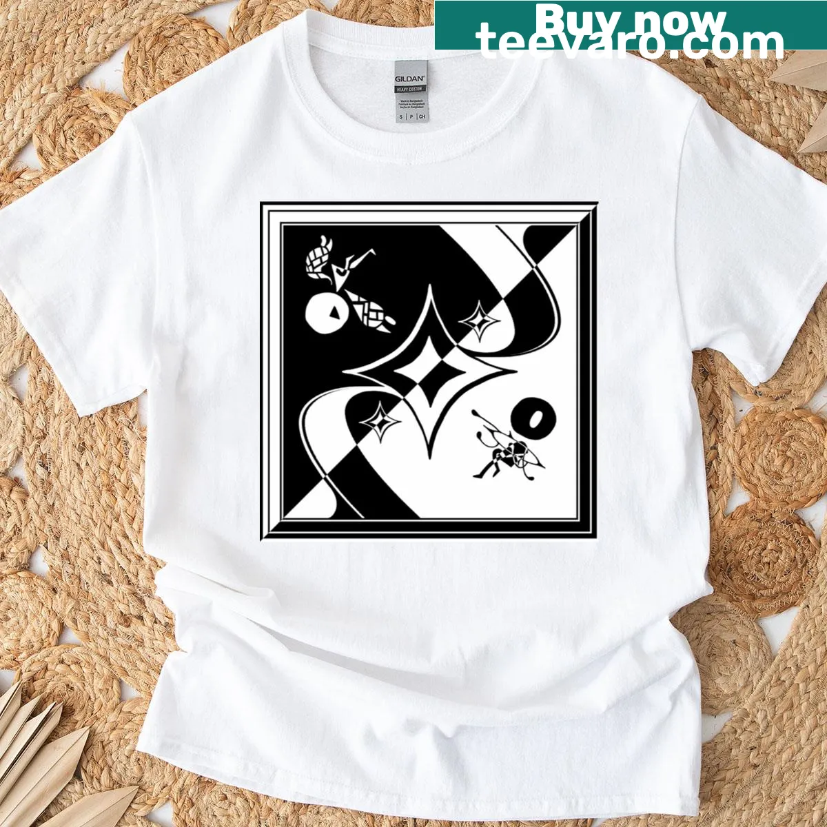 T-shirt with abstract text design 'Lieuos Abstucius' in a vintage style. — on a men's t-shirt