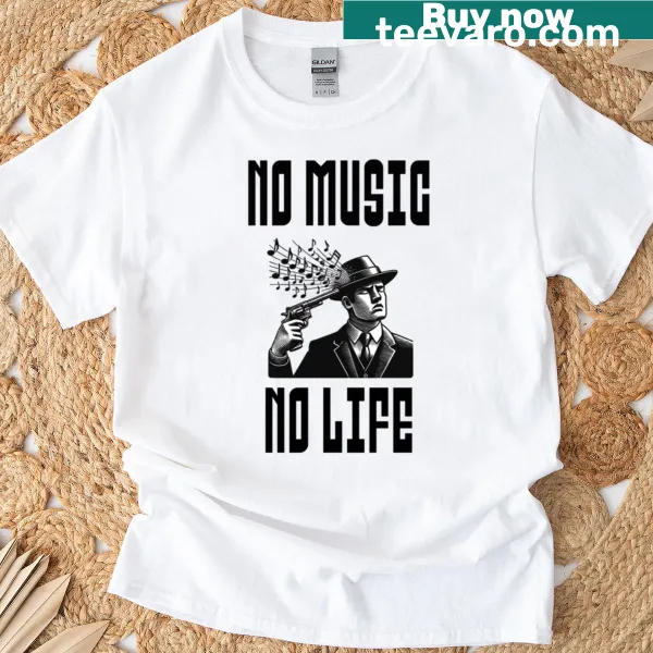 T-shirt with the phrase 'Music Is Life' in stylish typography