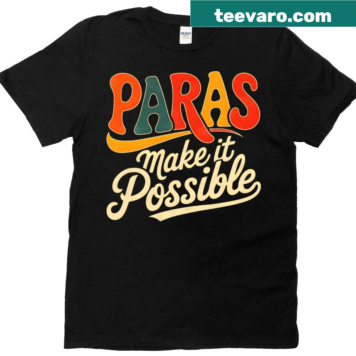 Typography design stating 'Paras Make It Possible' on a t-shirt — on a men's t-shirt