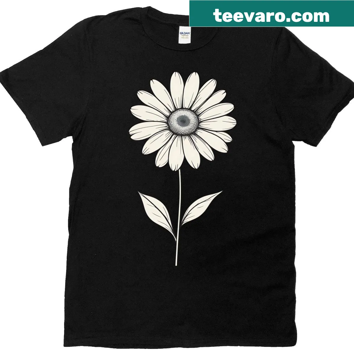 Realistic daisy and leaves design on a nature-inspired T-shirt — on a men's t-shirt