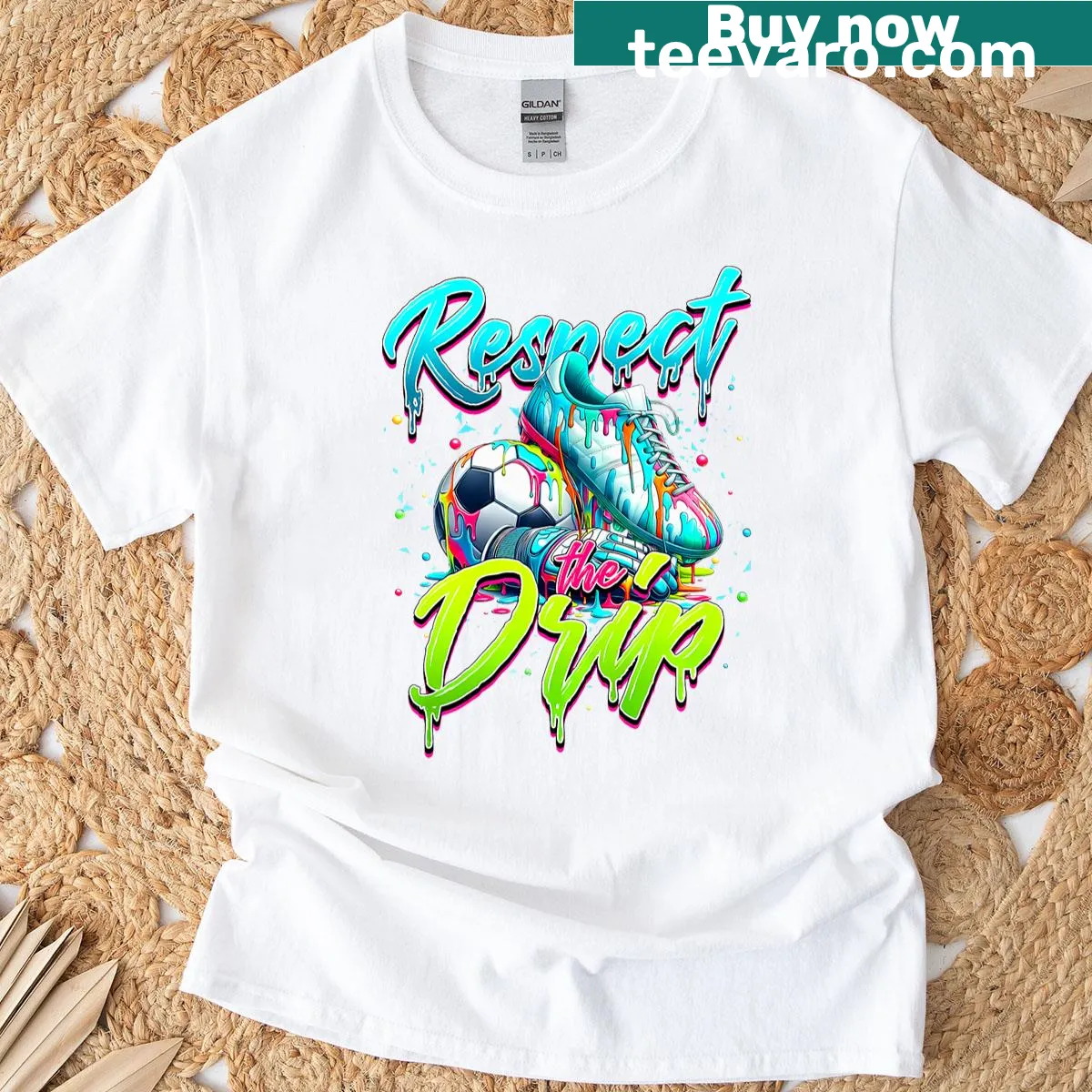 Cartoon tee with ice cream and soccer ball graphic — on a men's t-shirt