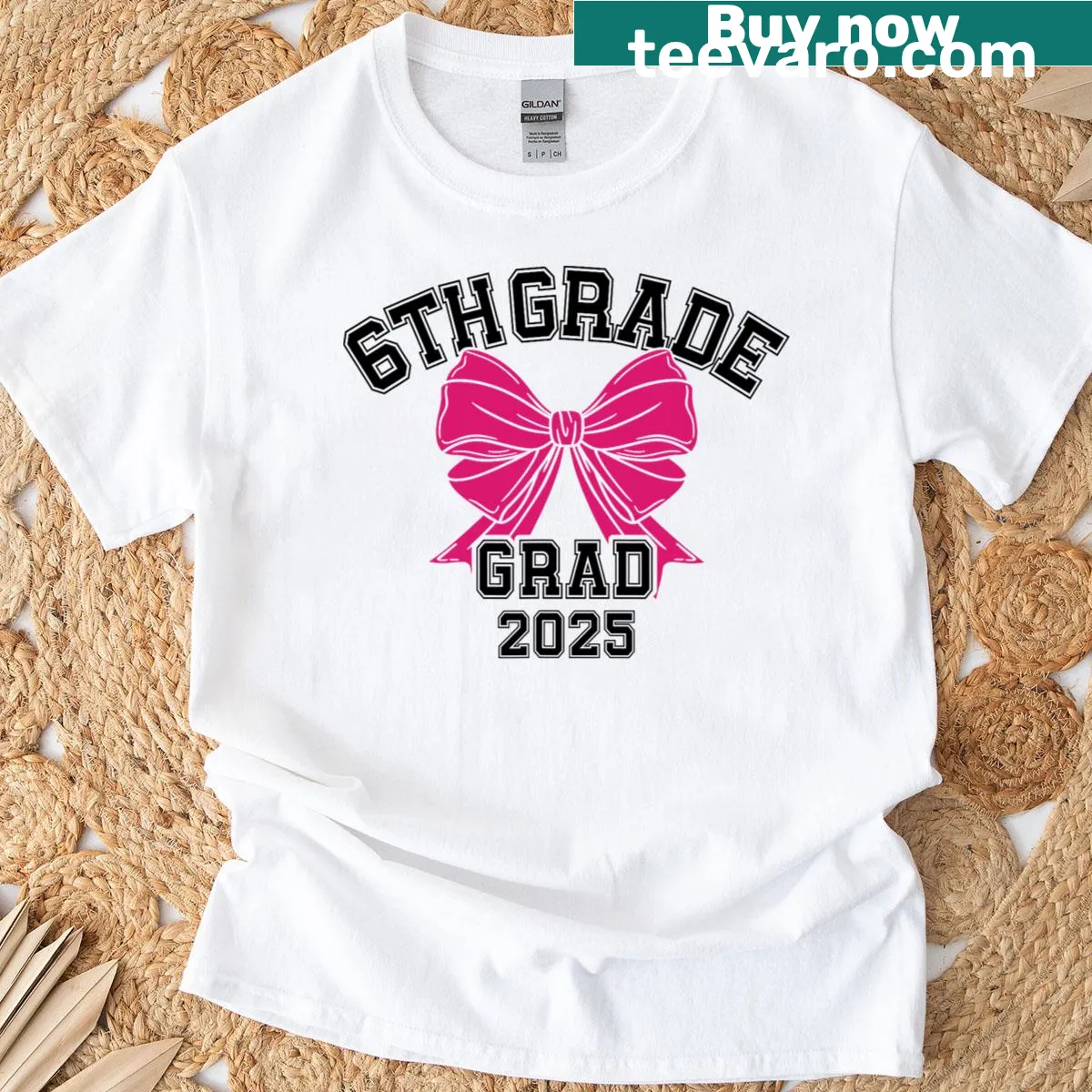 Illustrative graduation T-shirt for 6th graders at Bow Elementary — on a men's t-shirt