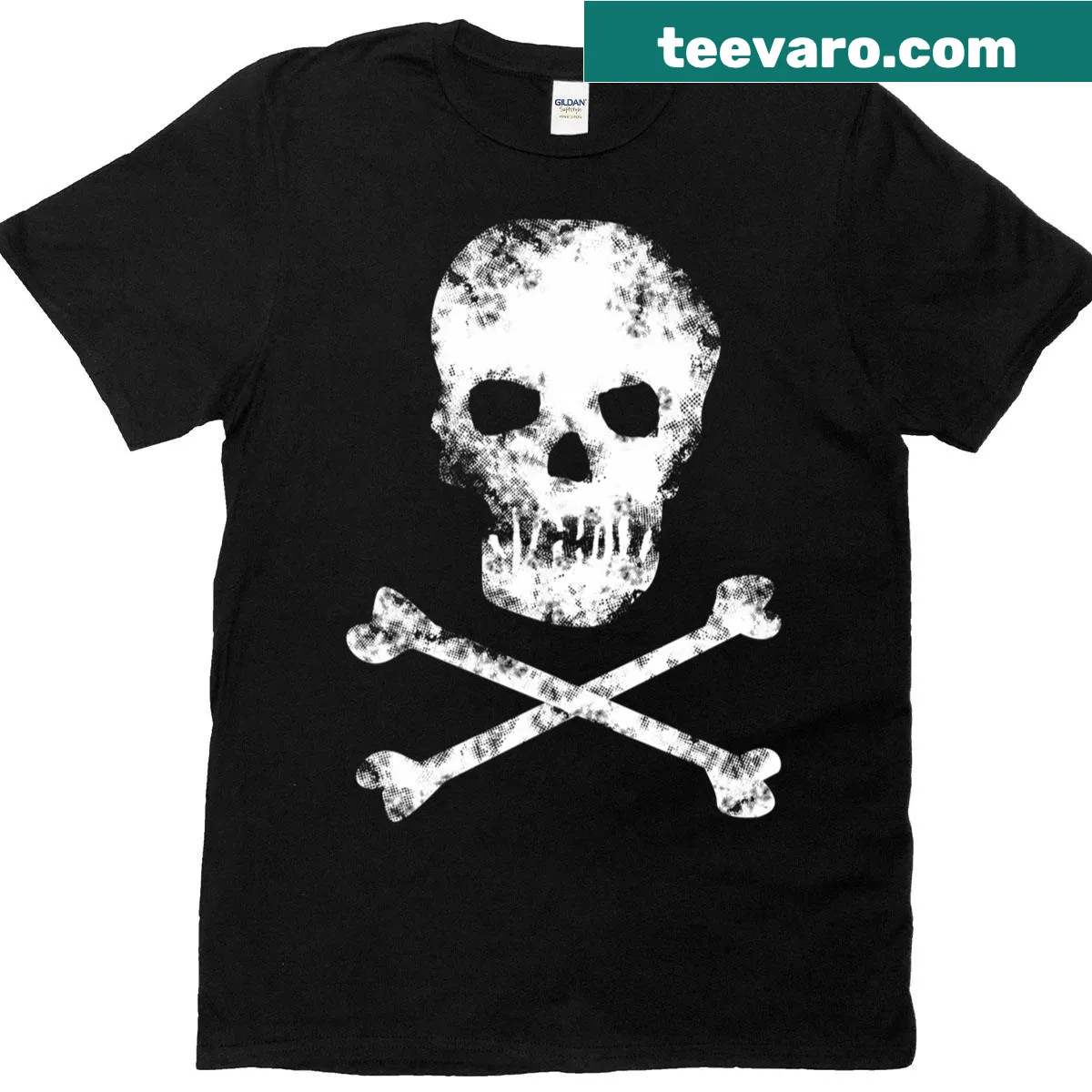 Edgy T-shirt with a skull and bones graphic — on a men's t-shirt