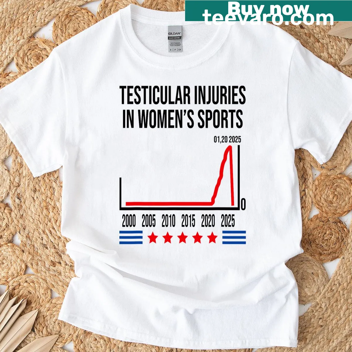 Funny T-shirt with 'Testicular Injuries In Sports' text — on a men's t-shirt