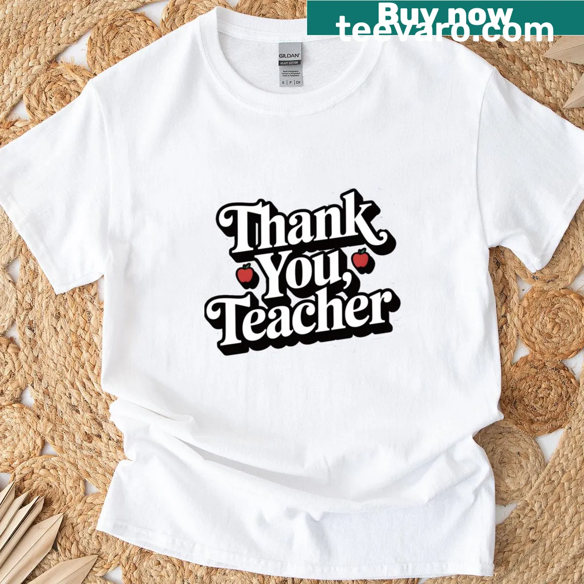 Thank You Teacher t-shirt with elegant typography — on a men's t-shirt