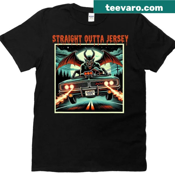 Cartoon graphic of the Jersey Devil on a funny t-shirt