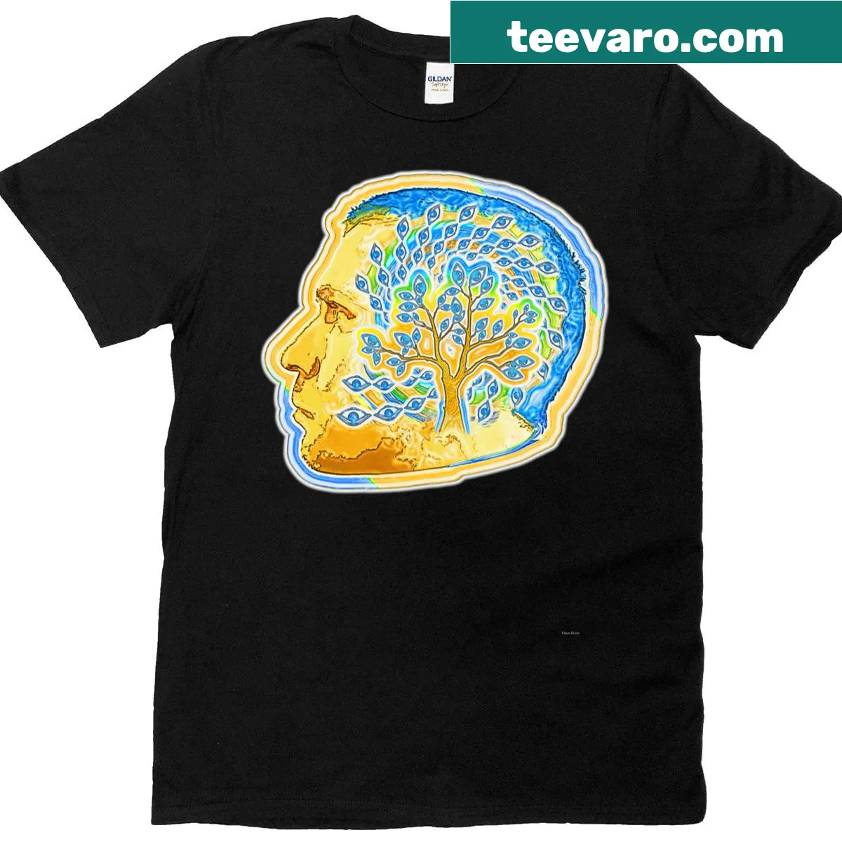 Minimalist abstract typography design on a casual T-shirt — on a men's t-shirt