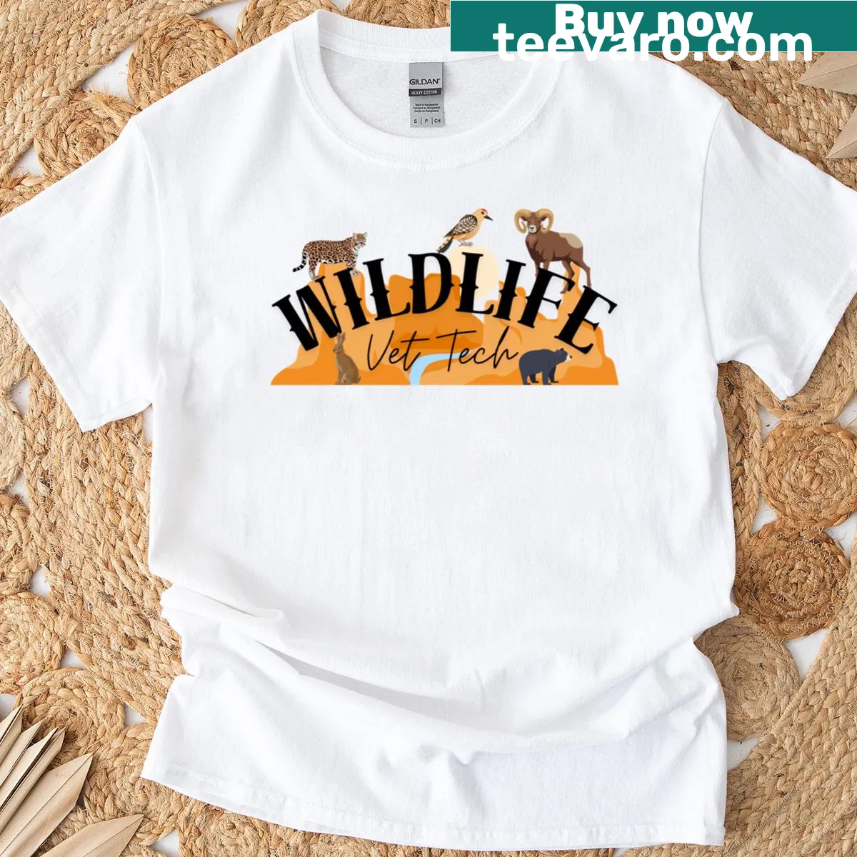 T-shirt for wildlife vet techs featuring a Southwest-inspired graphic. — on a men's t-shirt