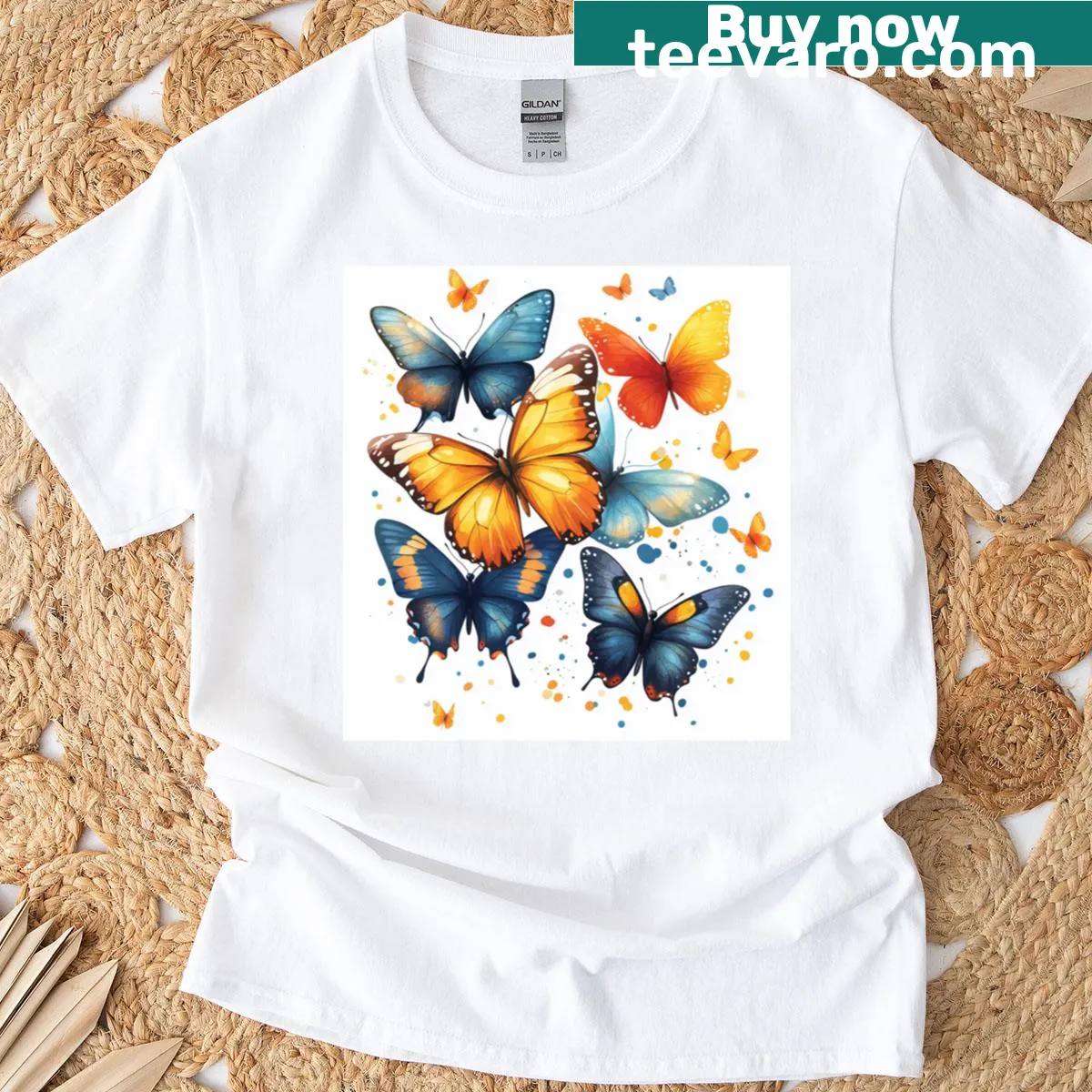 T-shirt with a graphic representing renewal and wings. — on a men's t-shirt
