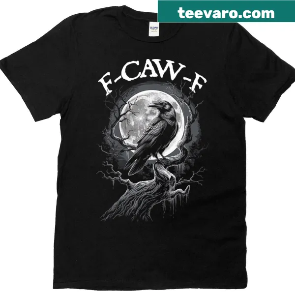 Funny V-neck T-shirt featuring a black crow and humorous graphic