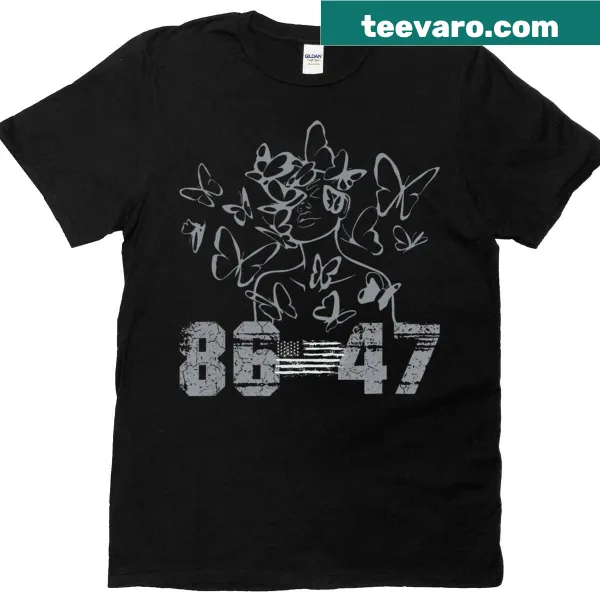 Vintage floral design Anti Trump t-shirt with USA flag