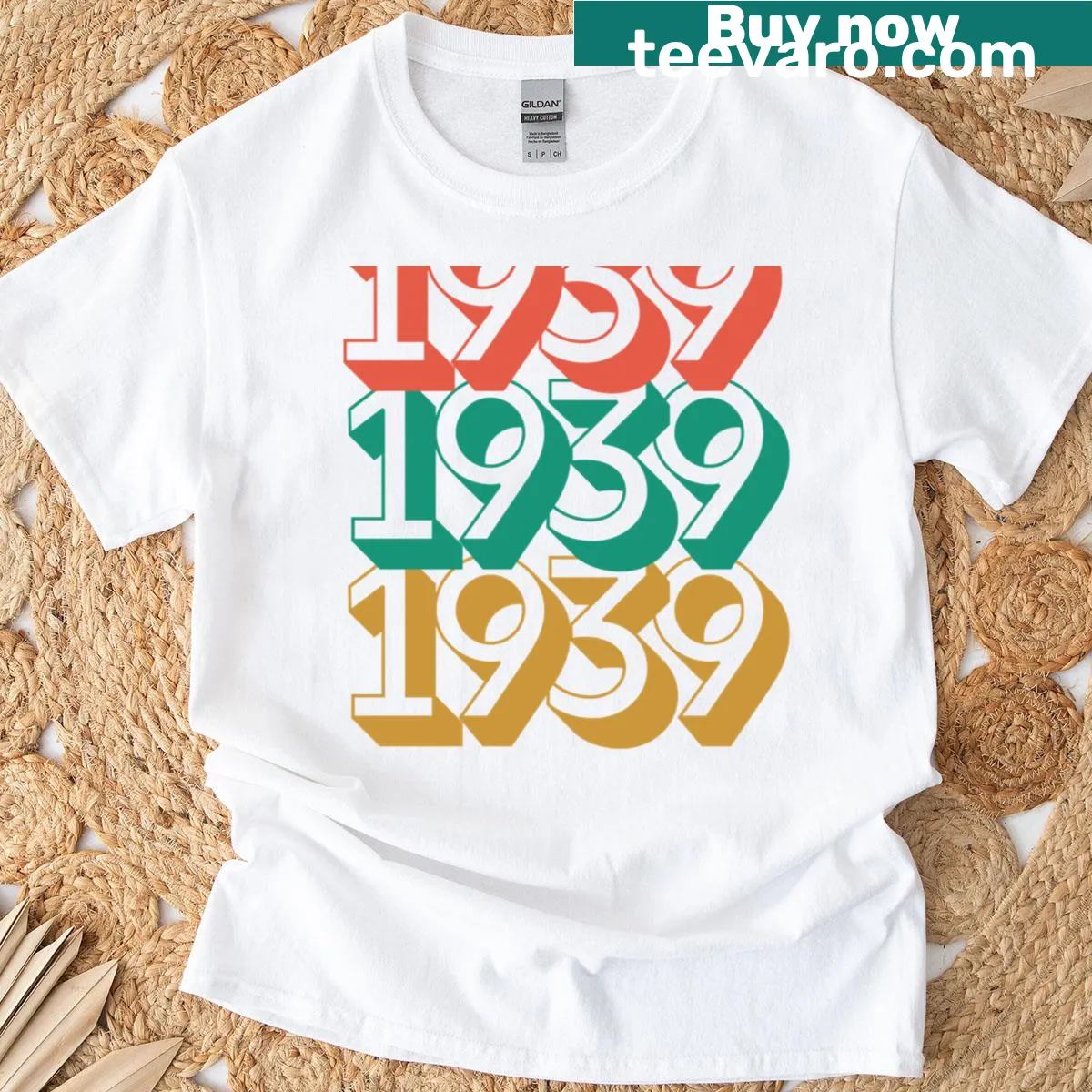 Hand-lettered Birthday Year Wear T-shirt featuring birth year — on a men's t-shirt