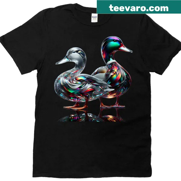 Two cute ducks illustrated on a casual t-shirt