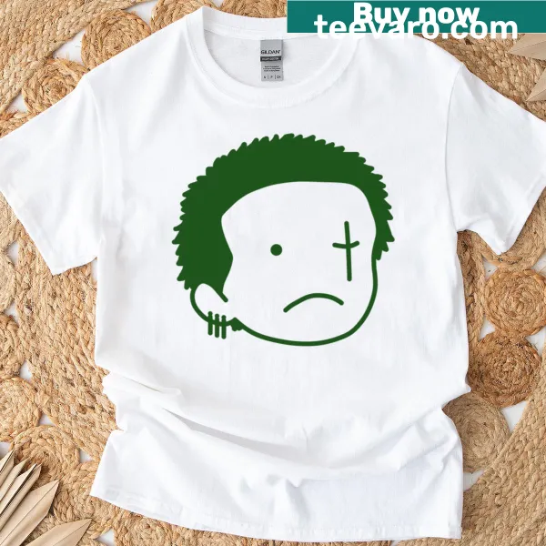 Playful cartoon doodle of Zoro on a green T-shirt