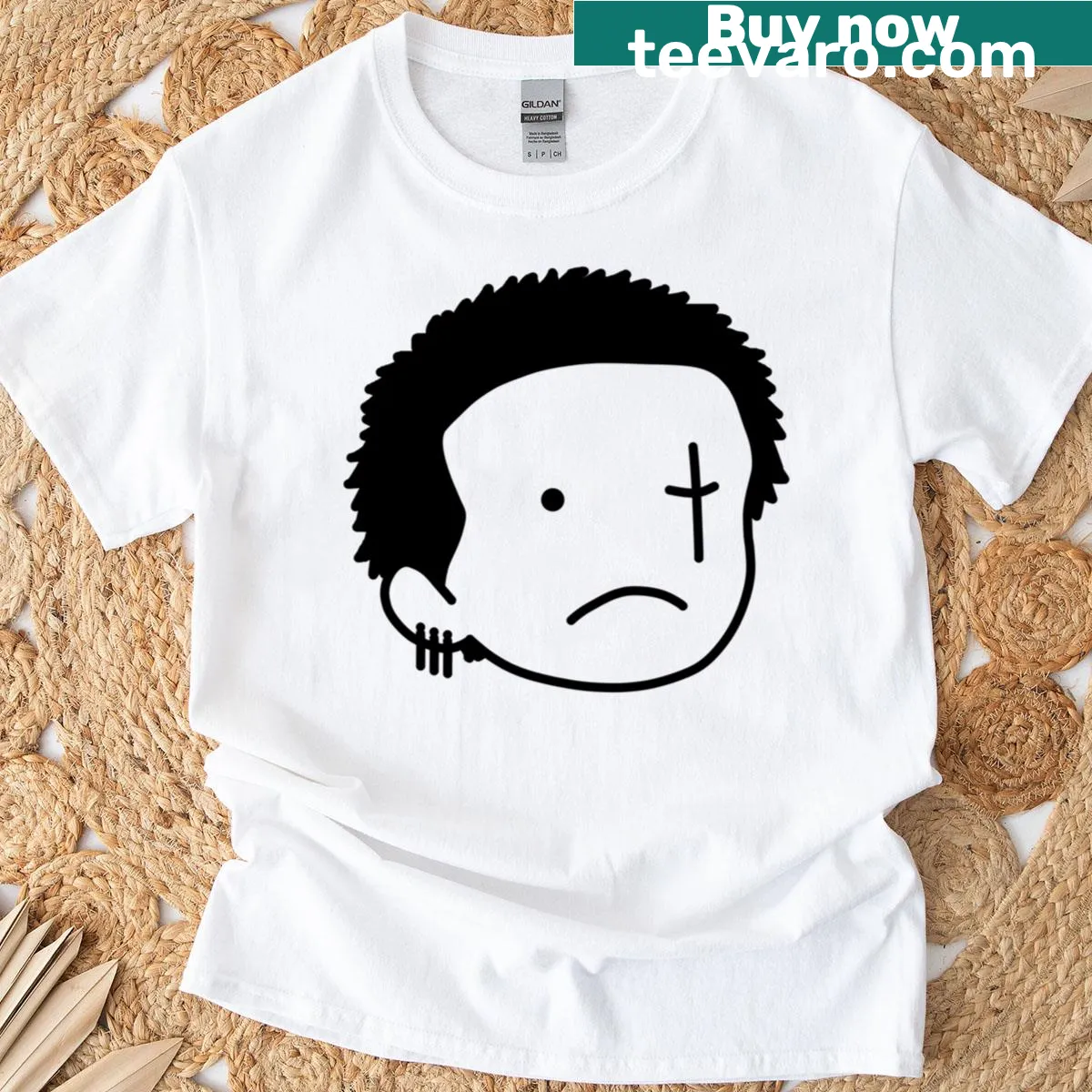 Cute doodle-style Zoro graphic on T-shirt — on a men's t-shirt