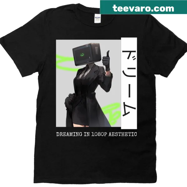 T-shirt with aesthetic anime design 'Dreaming In 1080p'
