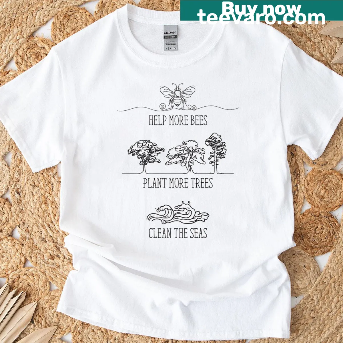 Text-based shirt promoting environmental awareness for Earth Day — on a men's t-shirt