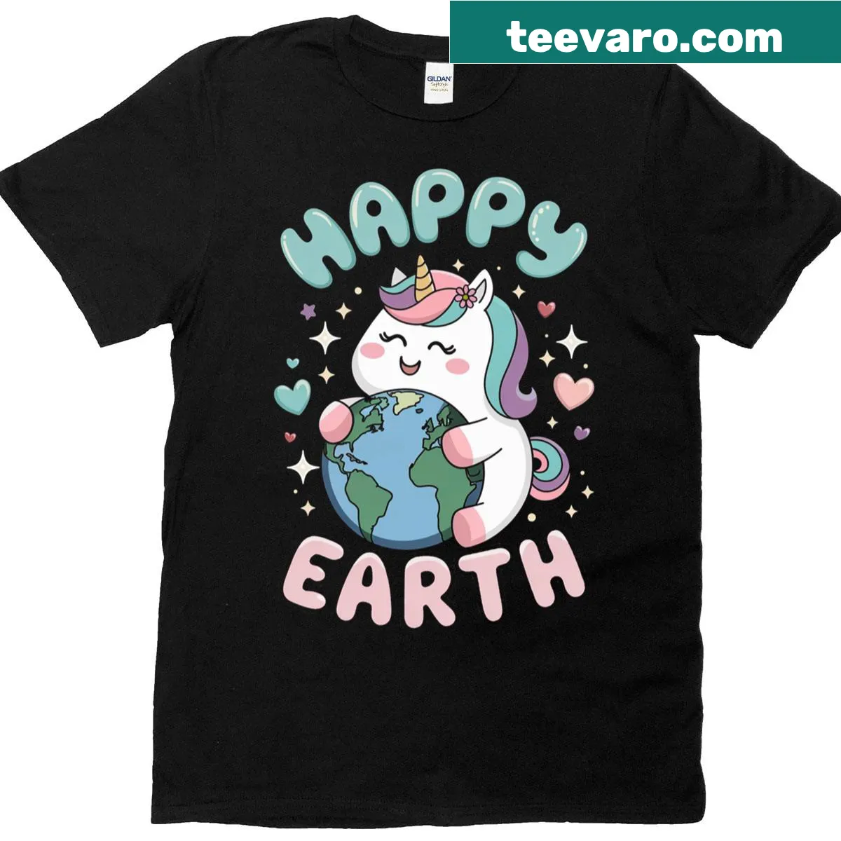 Whimsical T-shirt featuring a unicorn and planet-saving message — on a men's t-shirt
