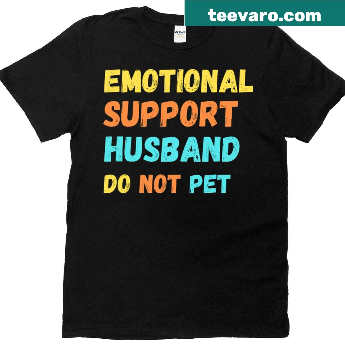 Cute t-shirt design declaring 'Emotional Support Husband' — on a men's t-shirt