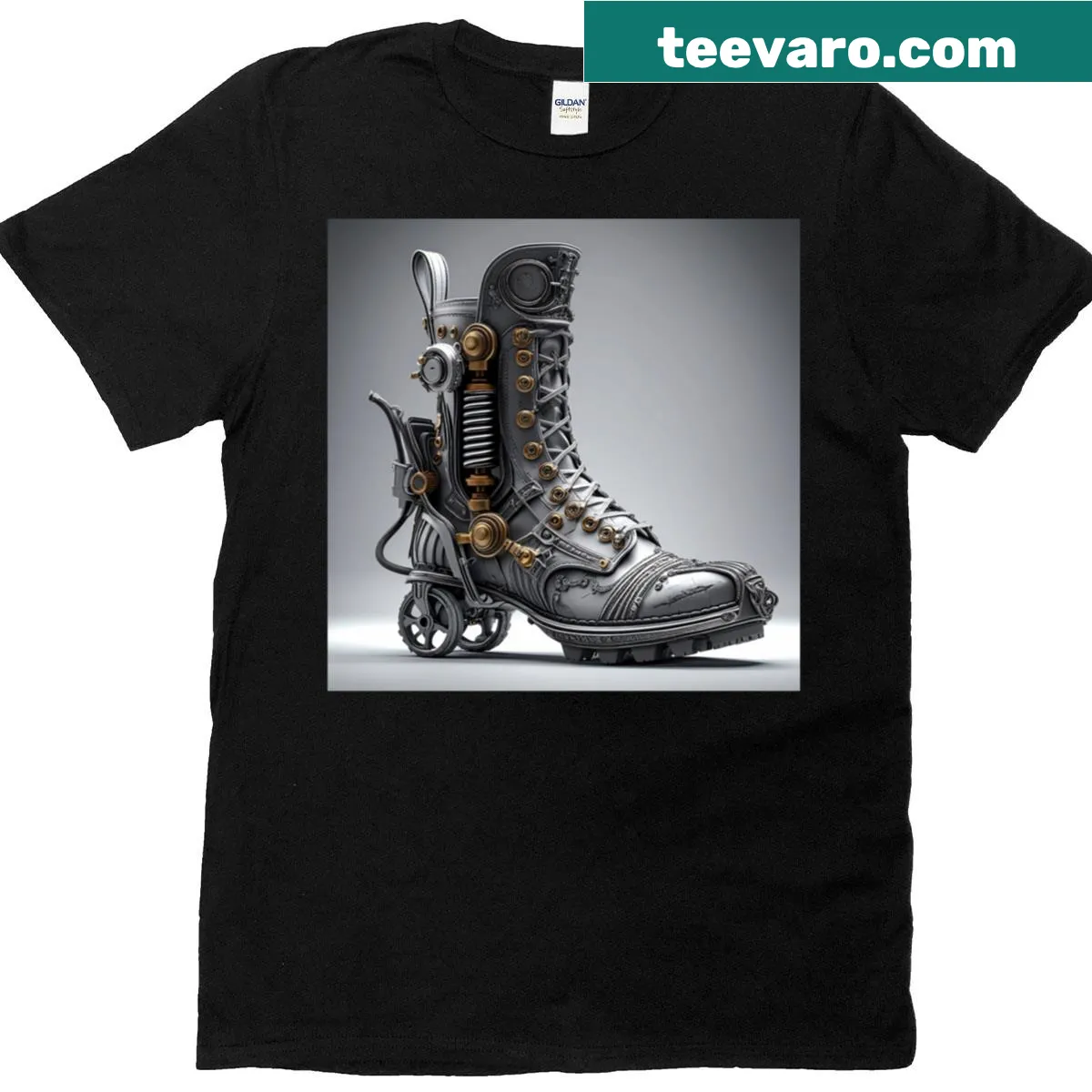 Bold vapor trail graphic on Ether Boot t-shirt — on a men's t-shirt
