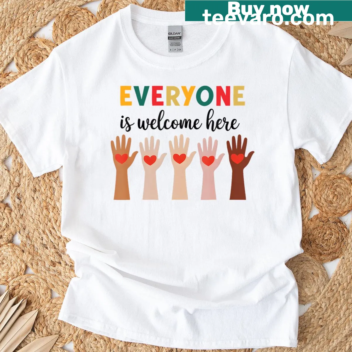 T-shirt with a simple message promoting inclusivity for teachers — on a men's t-shirt
