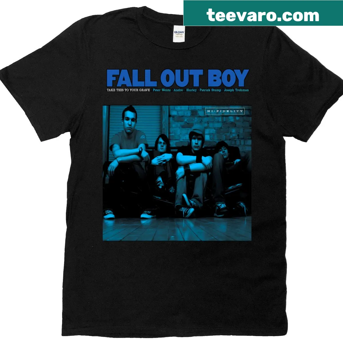 T-shirt featuring a design inspired by Fall Out Boy — on a men's t-shirt