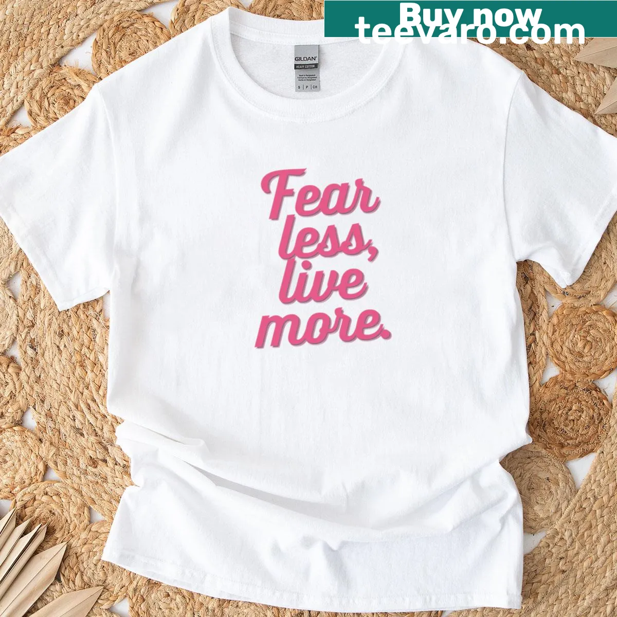 Inspirational typography T-shirt promoting motivation and courage. — on a men's t-shirt