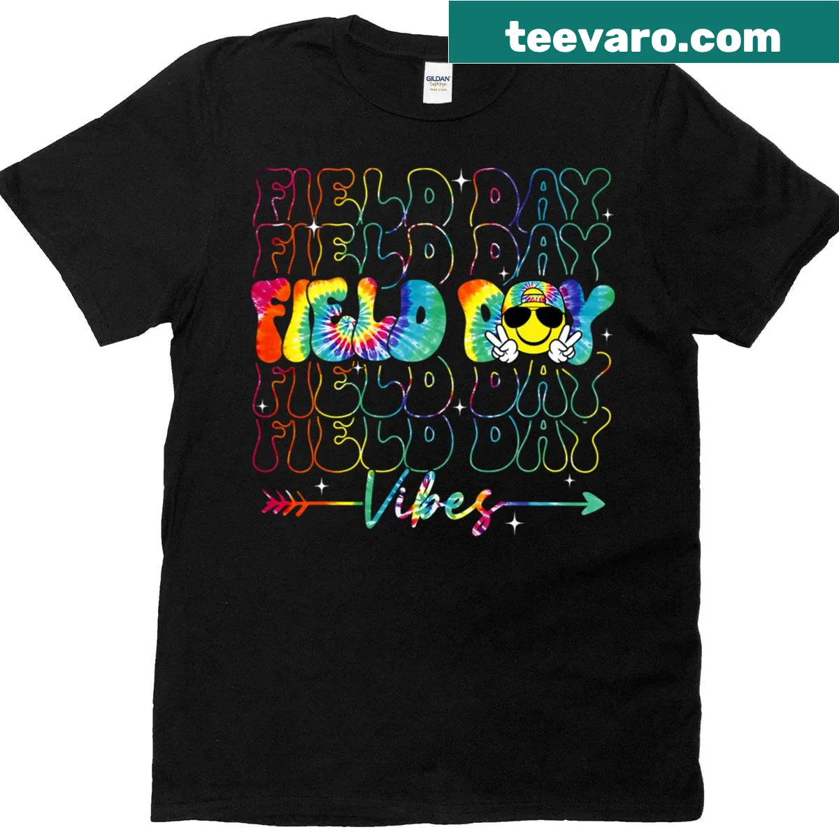 Field day themed T-shirt with fun design for students and teachers. — on a men's t-shirt