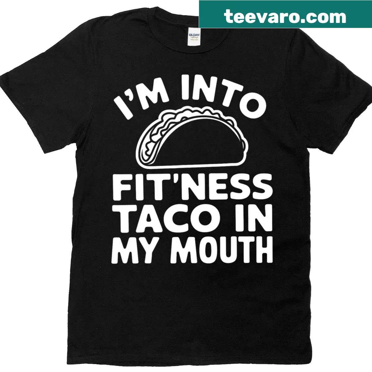 Funny T-shirt with a taco and fitness theme. — on a men's t-shirt
