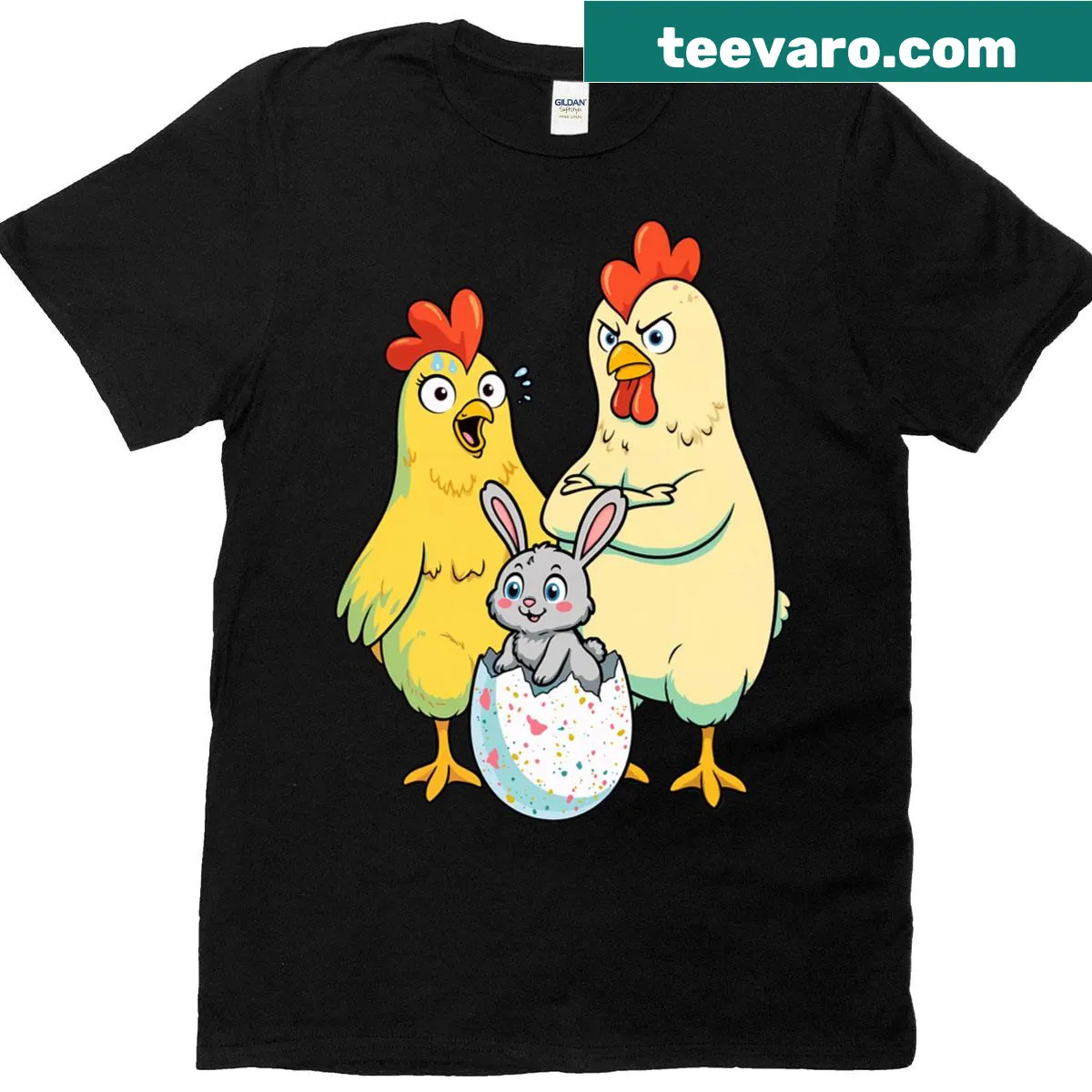 Funny Easter T-shirt with playful graphic — on a men's t-shirt