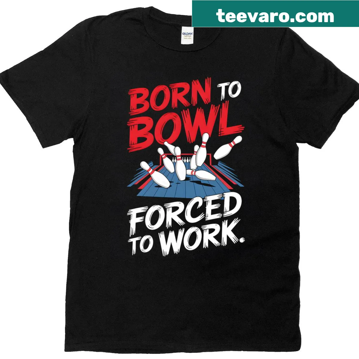 Funny bowling-themed t-shirt with humorous text — on a men's t-shirt